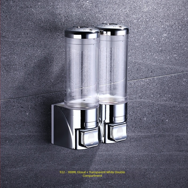 Dispenser de săpun montat pe perete, oțel inoxidabil și plastic, acționare prin apăsare, stil modern minimalist, finisaj lustruit