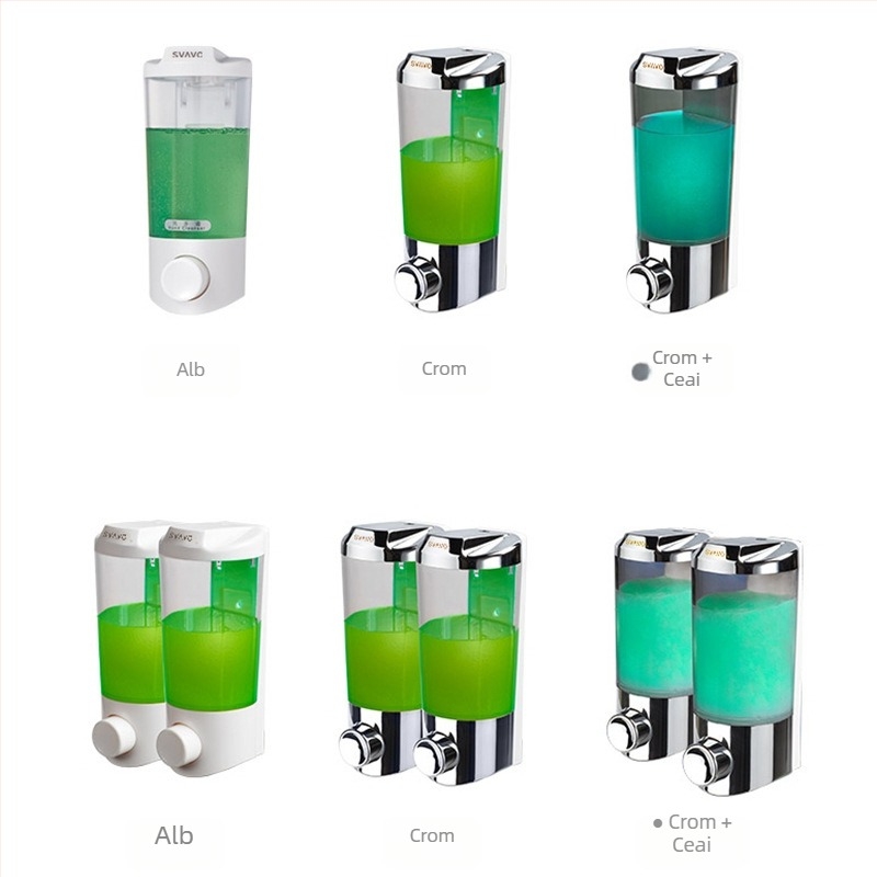 Dozator de săpun montat pe perete – ABS, acționat prin apăsare manuală, montaj fără găuri, Brand Svavo/Ruwo