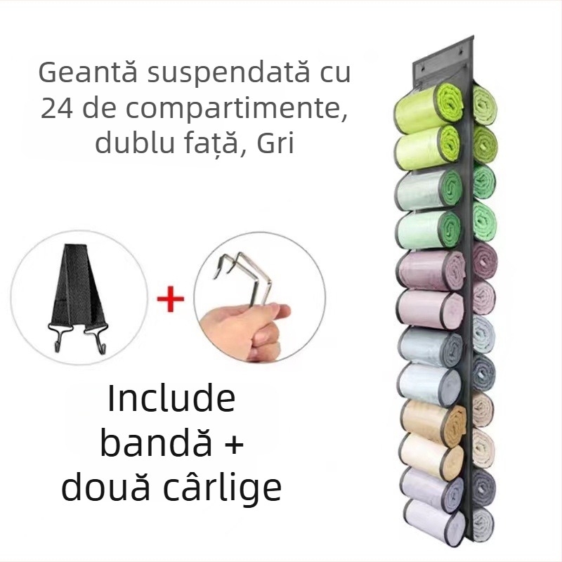 Geantă de depozitare agățată cu 24 de compartimente (material: țesătură nețesută; pentru dormitor; fixare pe perete sau în garderobă; pentru lenjerie, sutiene, obiecte mărunte, haine)