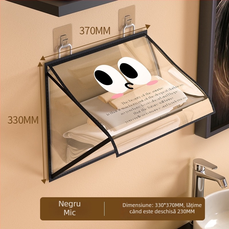 Geantă de depozitare pentru baie, montată pe perete — din plastic, model 00000, stil simplu și modern, multifunctională, pentru lenjerie și haine