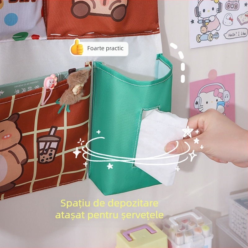 Geantă de depozitare atârnată din poliester, pentru montare pe perete, pentru dormitor, multifuncțională