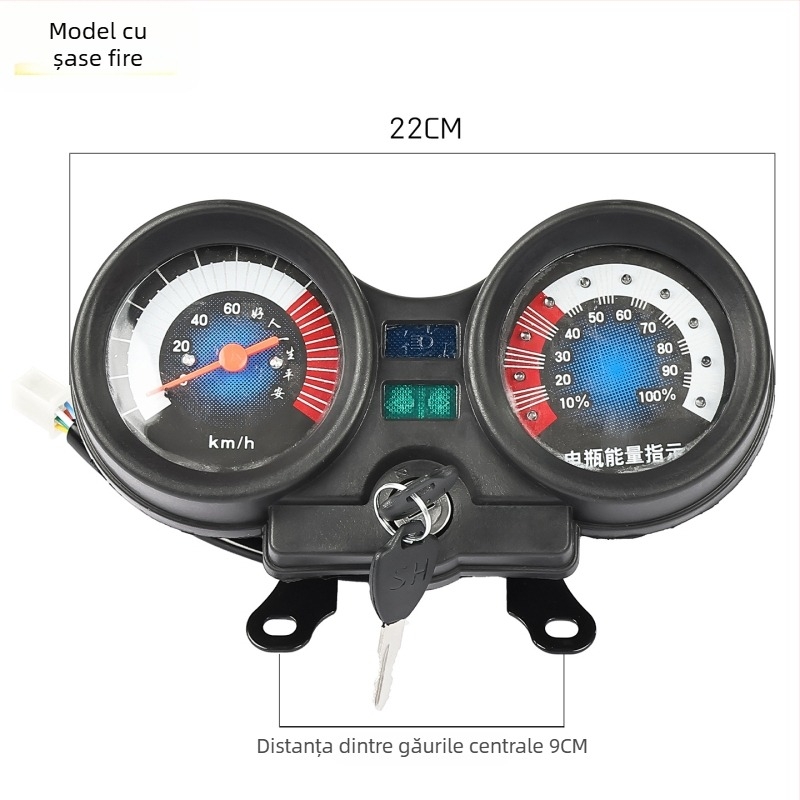 Ansamblu integrat de instrumente cu afișaj de putere 48V/60V/72V, plastic + metal, compatibil cu Jinpeng Zongshen, Mogelon