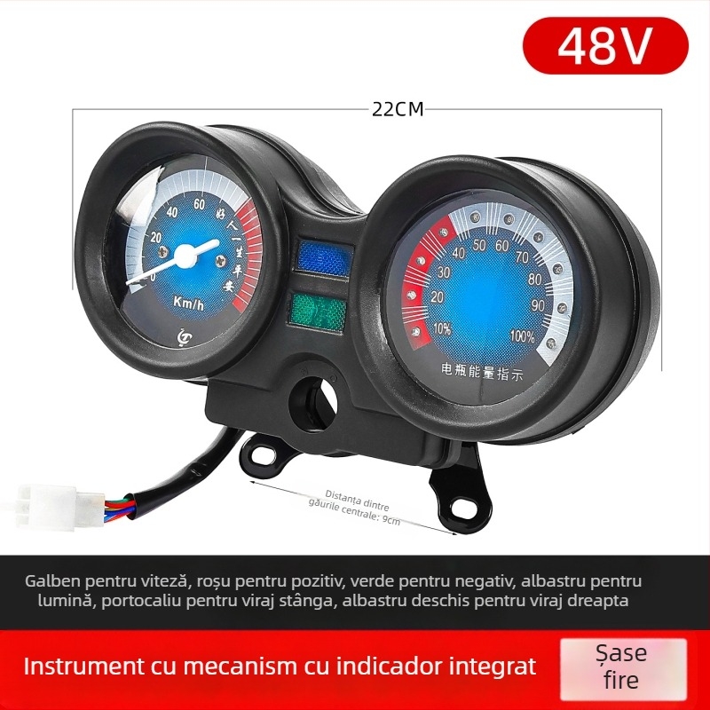 Ansamblu integrat de instrumente cu afișaj de putere 48V/60V/72V, plastic + metal, compatibil cu Jinpeng Zongshen, Mogelon