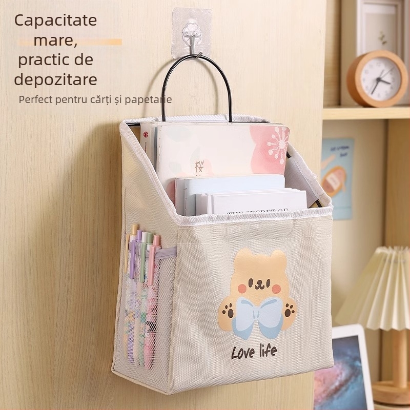 Geantă de depozitare pentru dormitor – atârnată, bumbac, model ZH96854, montare pe perete, stil desenat 3D, multifuncțională