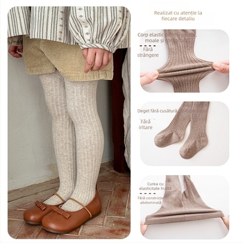 Colanți bebe pentru fete, bumbac, jacquard respirabil în dungi, 80% bumbac, primăvară-toamnă, pentru copii 1–3 ani