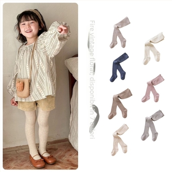 Colanți bebe pentru fete, bumbac, jacquard respirabil în dungi, 80% bumbac, primăvară-toamnă, pentru copii 1–3 ani