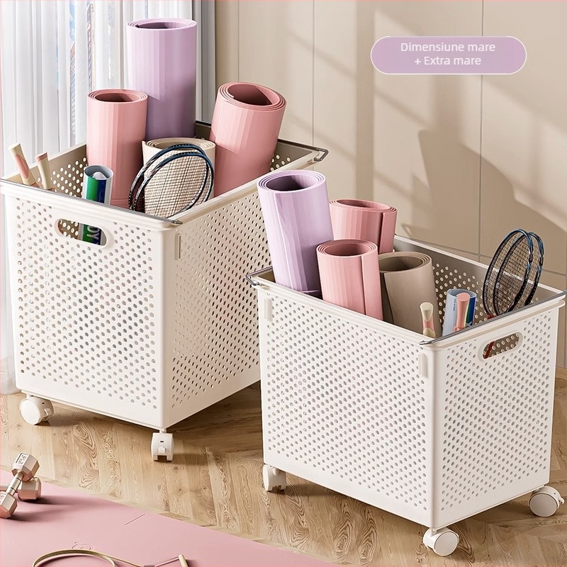 Cutie de depozitare pentru covorașul de yoga cu roți, coș de depozitare pentru echipamente de fitness, pentru uz casnic (Brand Xingyou; Material PP; Origine Xi'an; Cutie: 1; Categoria: Coș de depozitare)