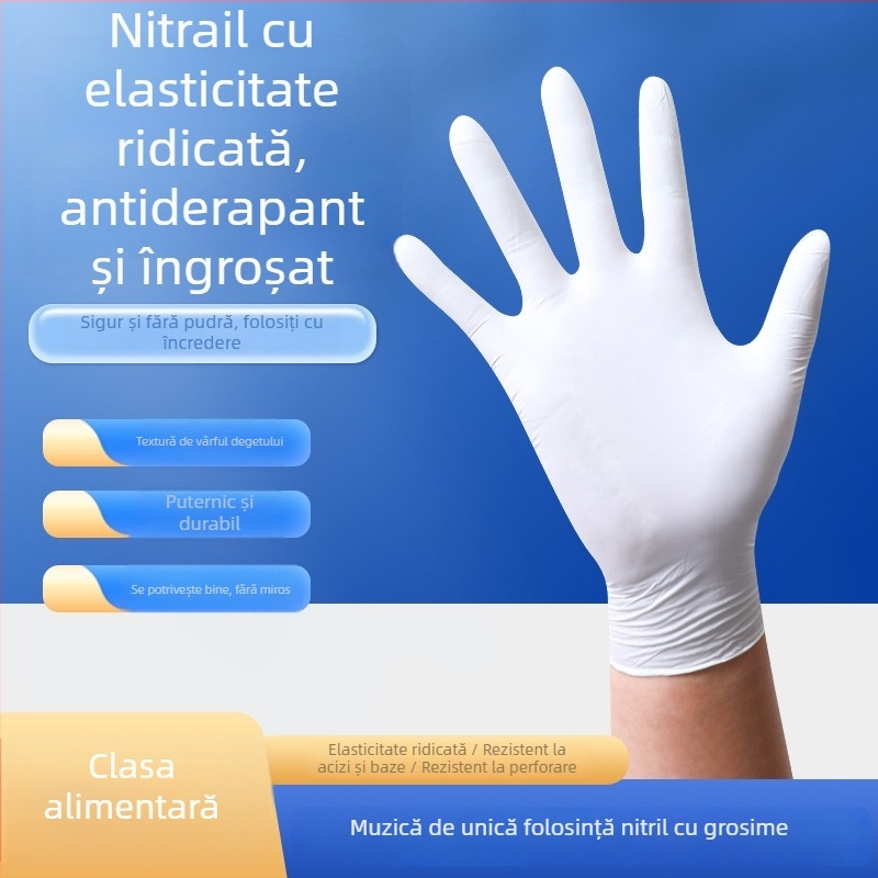 Mănuși de bucătărie din nitril, de unică folosință - groase, rezistente la ulei, impermeabile, rezistente la acizi și baze.
