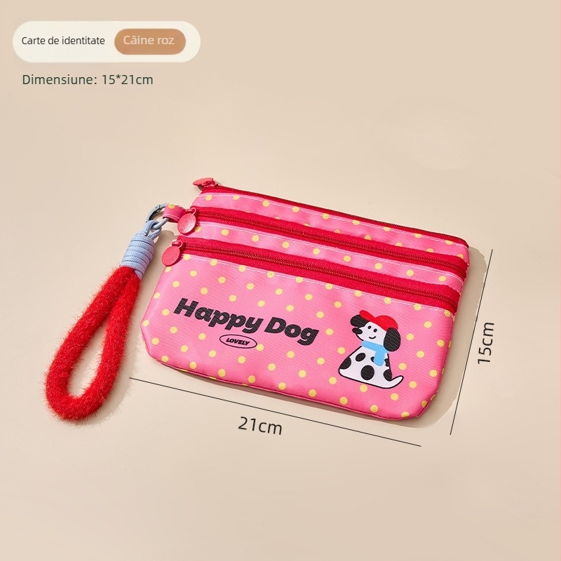 Geantă de mână din twill, organizator multistrat pentru ID și carduri, cu snur – geantă cosmetică multifuncțională