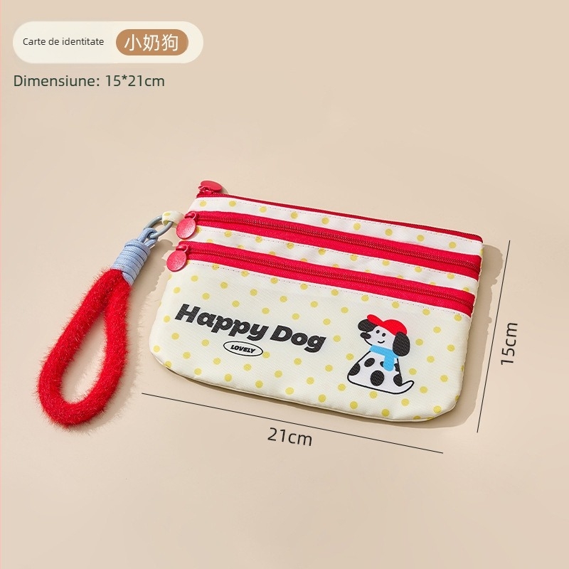 Geantă de mână din twill, organizator multistrat pentru ID și carduri, cu snur – geantă cosmetică multifuncțională