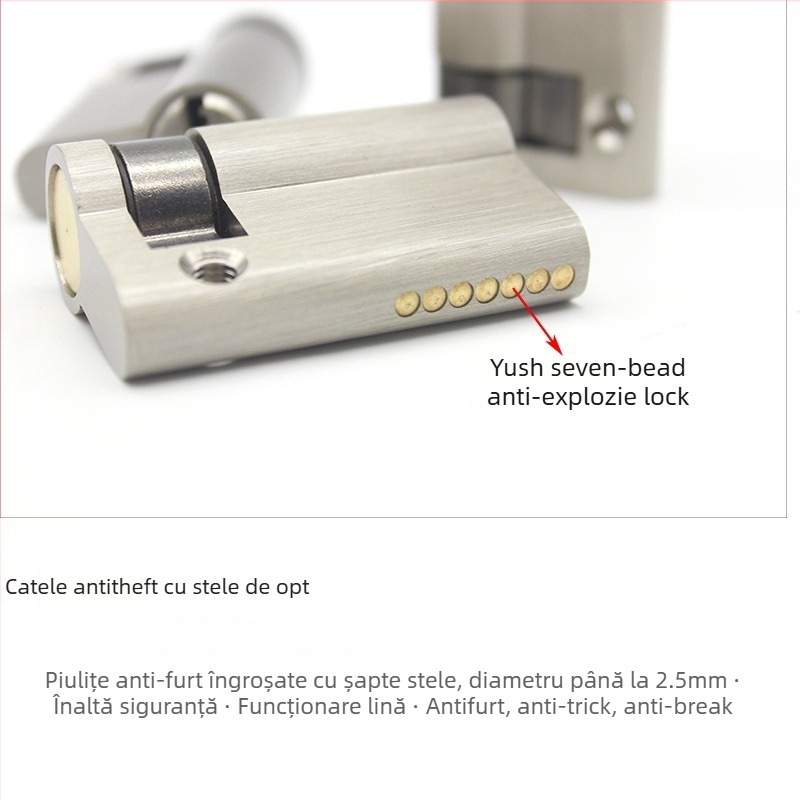 Cilindru de încuietoare pentru ușă – alamă, model 69686, stil modern minimalist, greutate 100 g