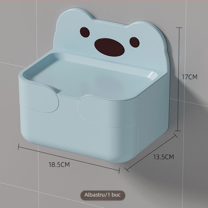 Cutie de hârtie pentru baie, montată pe perete, material PP, impermeabilă, model W2056, instalare fără găuri.