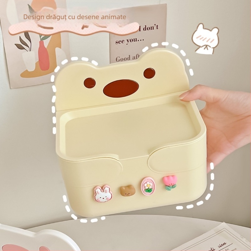 Cutie de hârtie pentru baie, montată pe perete, material PP, impermeabilă, model W2056, instalare fără găuri.