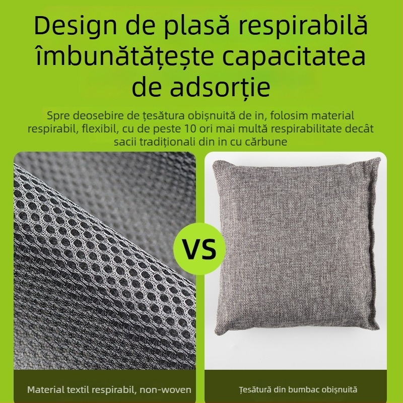 Geantă cu cărbune de bambus pentru eliminarea formaldehidelor, pentru dulapuri și camere, 75 g, aromă de cărbune de bambus