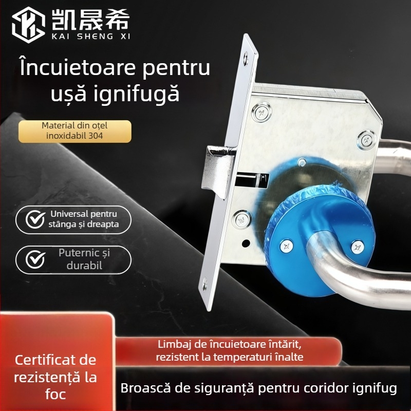 Încuietoare cu mâner pentru ușa de culoar – pentru uși de incendiu și de acces, din aliaj de oțel inoxidabil, model Aisle lock, cheie, potrivită pentru școli și spitale