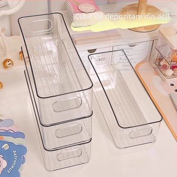 Cutie de depozitare pentru birou, material PP, stivuibilă, pentru organizarea cosmeticelor și gustărilor, potrivită pentru sufragerie, dormitor și birou