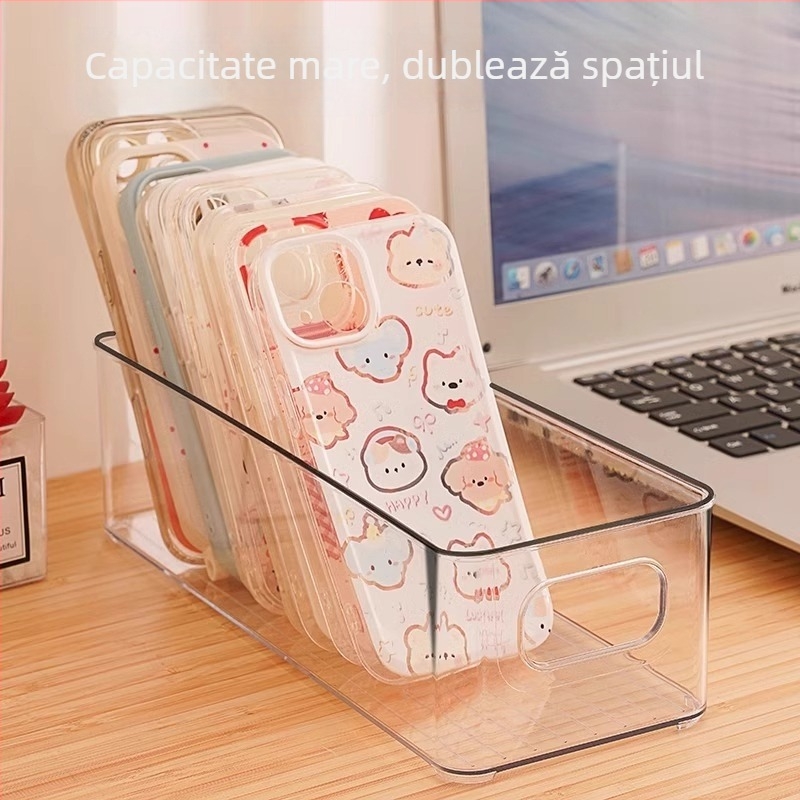 Cutie de depozitare pentru birou, material PP, stivuibilă, pentru organizarea cosmeticelor și gustărilor, potrivită pentru sufragerie, dormitor și birou