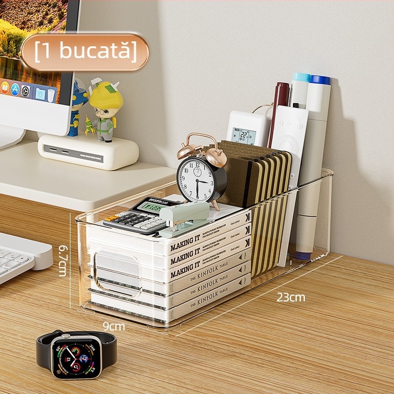 Cutie de depozitare pentru birou, material PP, stivuibilă, pentru organizarea cosmeticelor și gustărilor, potrivită pentru sufragerie, dormitor și birou