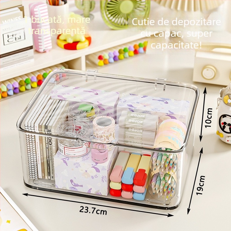 Cutie de depozitare pentru birou, material PP, stivuibilă, pentru organizarea cosmeticelor și gustărilor, potrivită pentru sufragerie, dormitor și birou