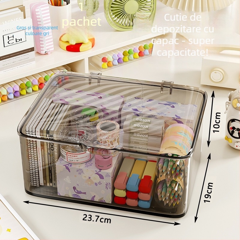 Cutie de depozitare pentru birou, material PP, stivuibilă, pentru organizarea cosmeticelor și gustărilor, potrivită pentru sufragerie, dormitor și birou