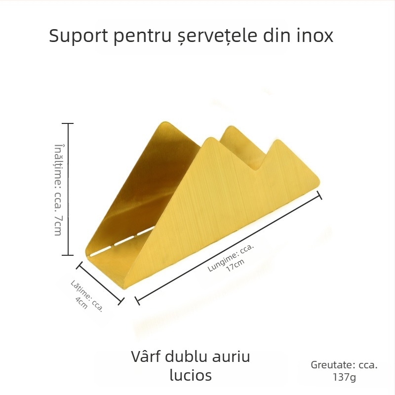 Suport pentru șervețele din oțel inoxidabil oglindit, placare electrolitică, formă pătrată, design cu vârfuri duble