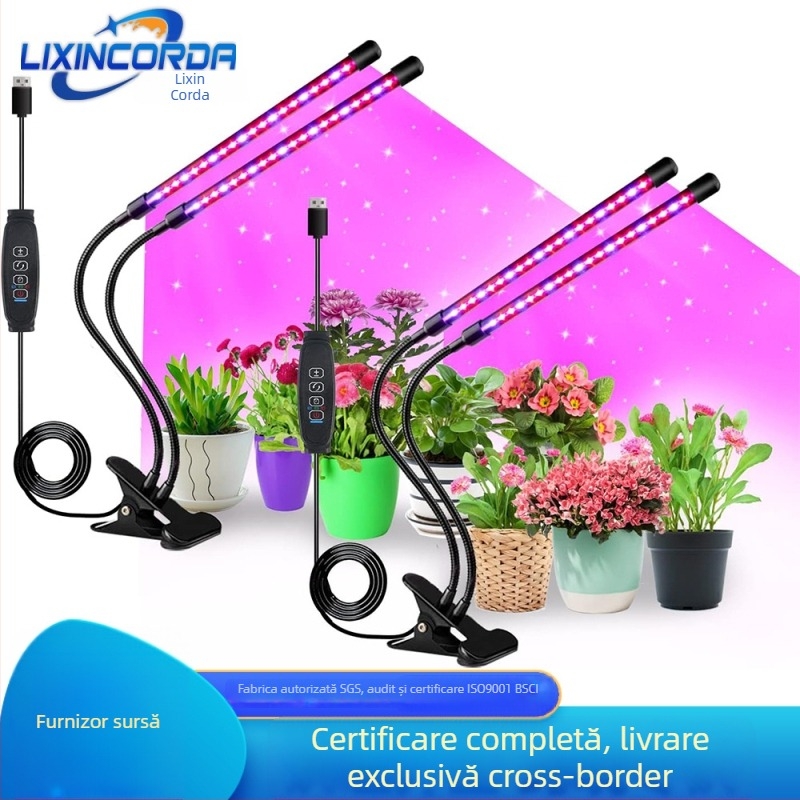 Lampă clip pentru plante cu patru brațe, LED cu spectru complet, 10 LED, intrare 5V, 10W, IP43, reglabil (GL-021(2PACK))