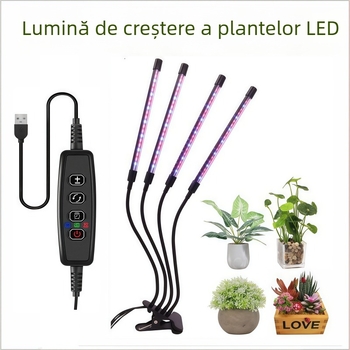 Lampă LED pentru creșterea plantelor cu clips, spectru complet, 5V intrare, IP45, Carcasă ABS