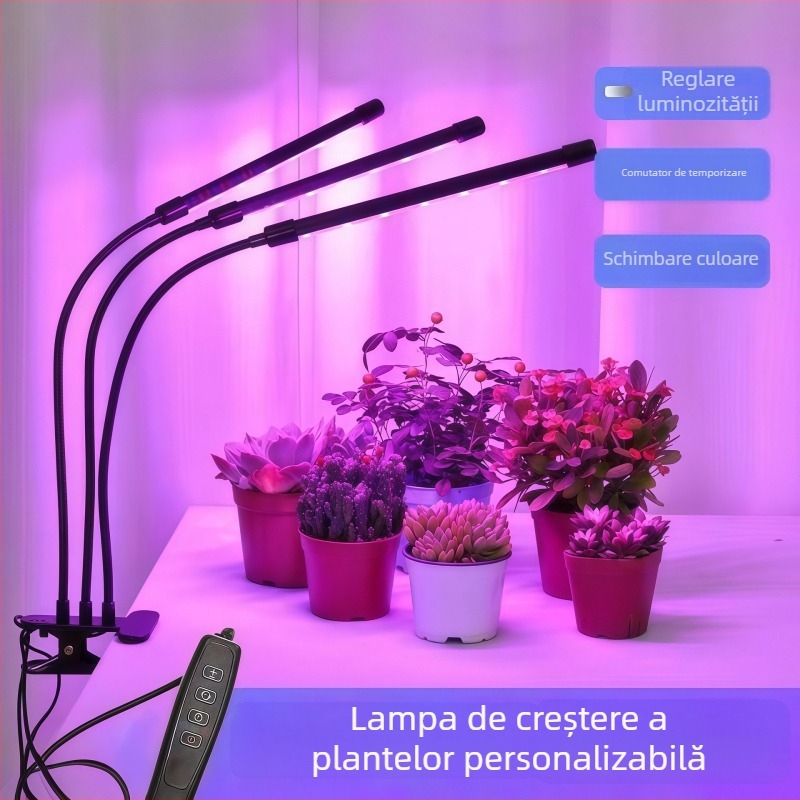 Lampă LED pentru creșterea plantelor cu clips, spectru complet, 5V intrare, IP45, Carcasă ABS