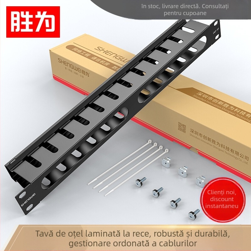 Win as Rack metal pentru gestionarea cablurilor, 19 inch, 1U, pentru dulapuri cu grile 24/48