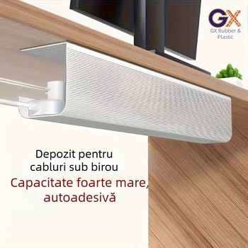 Organizator cabluri sub birou, PVC, model mare, montare plug-in, fără găuri, cod 041