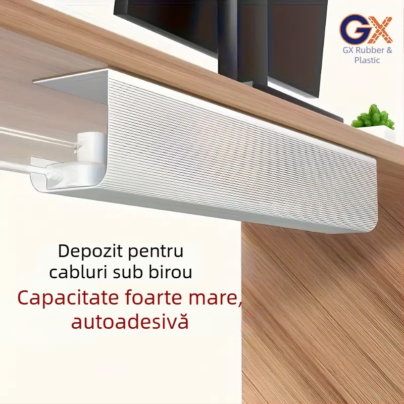 Organizator cabluri sub birou, PVC, model mare, montare plug-in, fără găuri, cod 041