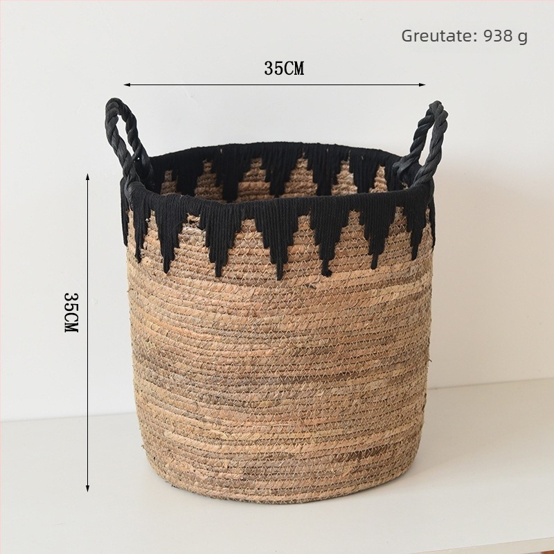 Coș de depozitare împletit din sfoară de banană, capacitate mare, pentru pături, reviste și haine, model 254, stil modern minimalist