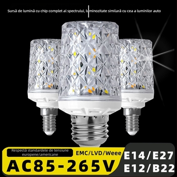 Lampă LED tip porumb cu baze E14/E27/B22 | Alimentare 85-265 V; Fascicul raze 360°; 32/40/48 LED-uri; Temperatură cromatică 3000/4000/6000 K