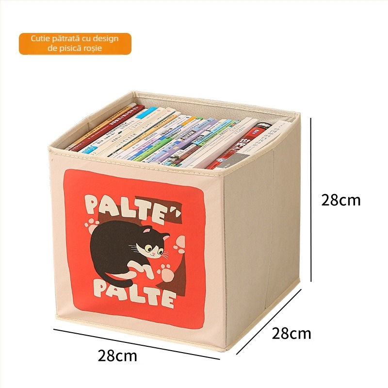 Cutie de depozitare din textile, tip sertar, pliabilă, capacitate 35 L, model cu imprimeu desen animat, stil modern minimalist