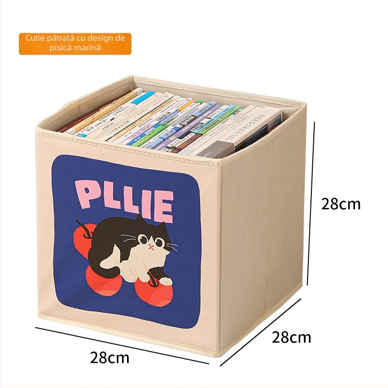 Cutie de depozitare din textile, tip sertar, pliabilă, capacitate 35 L, model cu imprimeu desen animat, stil modern minimalist