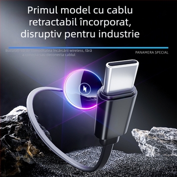 Suport magnetic pentru telefon auto cu încărcare wireless de 15W, fixare pe grila de ventilație (snap-on)