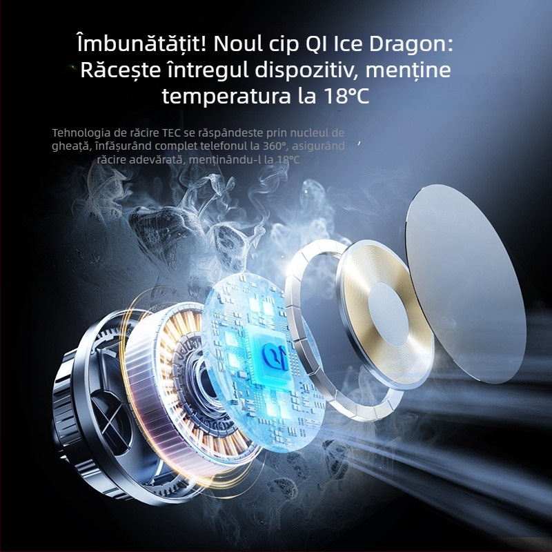 Suport magnetic pentru telefon auto cu încărcare wireless de 15W, fixare pe grila de ventilație (snap-on)