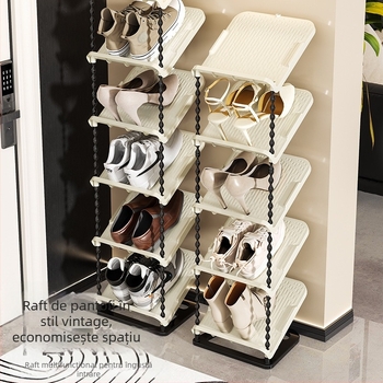 Raft pentru pantofi înclinat, 6 niveluri, material PP, stil modern minimalist, montaj pe podea, potrivit pentru adidași, cizme și tocuri înalte