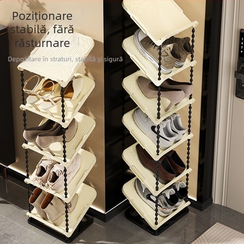 Raft pentru pantofi înclinat, 6 niveluri, material PP, stil modern minimalist, montaj pe podea, potrivit pentru adidași, cizme și tocuri înalte
