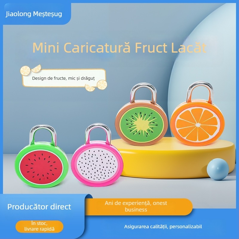 Lacăt în formă de fruct, mecanic, material: fier+ABS, model 002, distanța dintre tijele de blocare 13 mm, grosimea tijelor 3 mm, pentru dulapuri, cutii cadou și bagaje