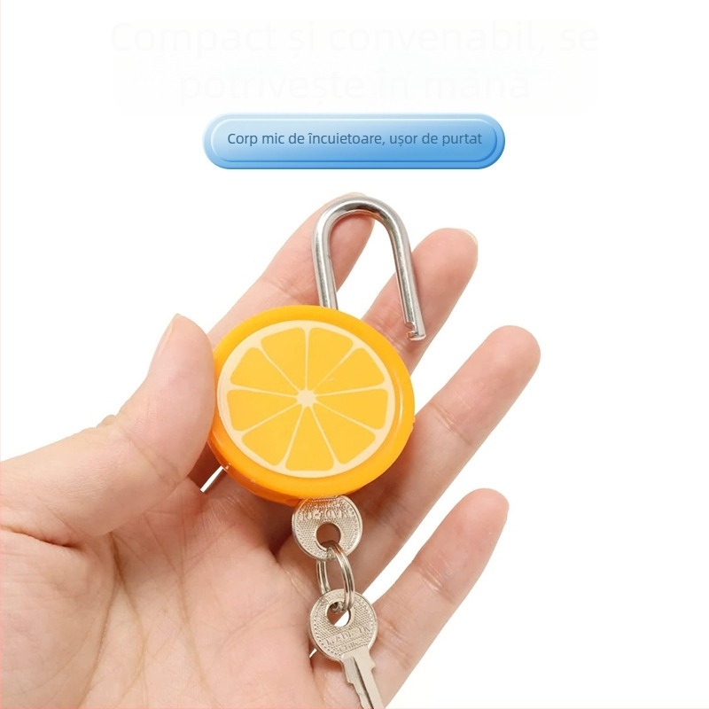 Lacăt în formă de fruct, mecanic, material: fier+ABS, model 002, distanța dintre tijele de blocare 13 mm, grosimea tijelor 3 mm, pentru dulapuri, cutii cadou și bagaje