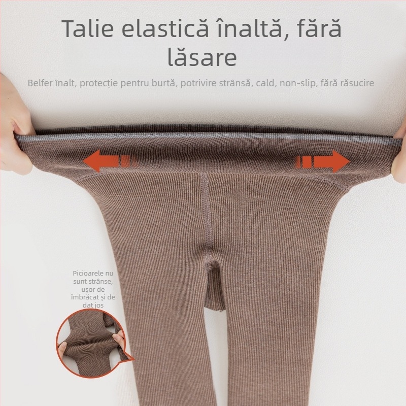 Colanți pentru fetițe, toamnă–iarna, cu deschidere la zona inghinală, lungime 9/10, talie înaltă, 90% poliester