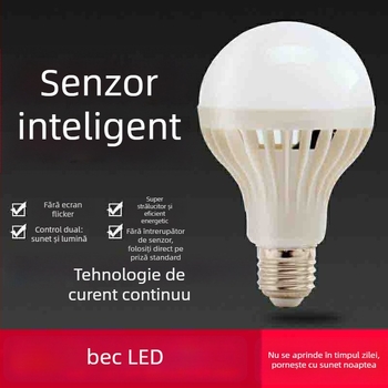 bec LED cu control vocal și lumină, 220V, 100 lm, fascicul 360°, IP65, soclu E27