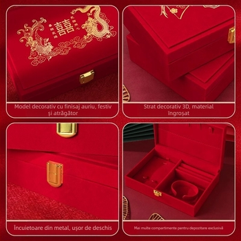 Cutie de bijuterii pentru logodnă, femei, model 0334, cutie rigidă cu design monocrom, specificația A