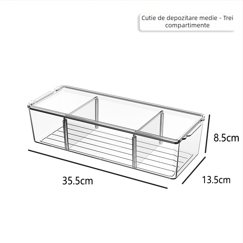 Organizator pentru medicamente cu trei compartimente, din PET, capacitate 18L, pentru birou, detașabil cu capac