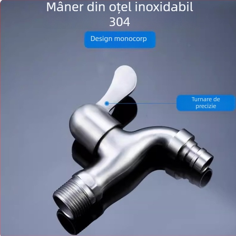 Robinet pentru mașina de spălat din oțel inoxidabil 304, montaj în perete, deschidere rapidă, robinet cu disc ceramic, diametrul șeii 20 mm