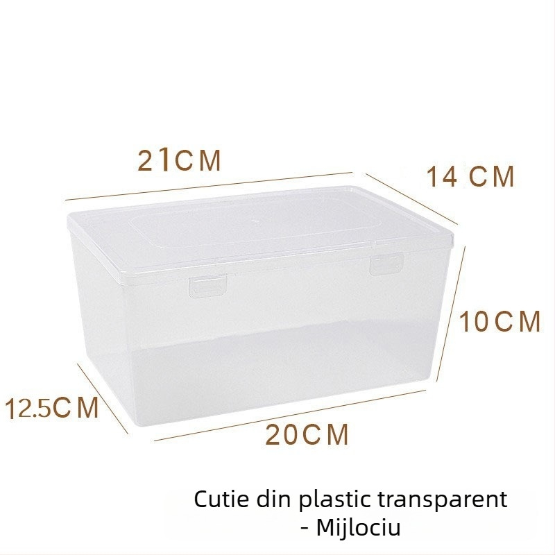 Cutie de depozitare pentru medicamente și măști, transparentă, din plastic PP, 3 L, cu capac