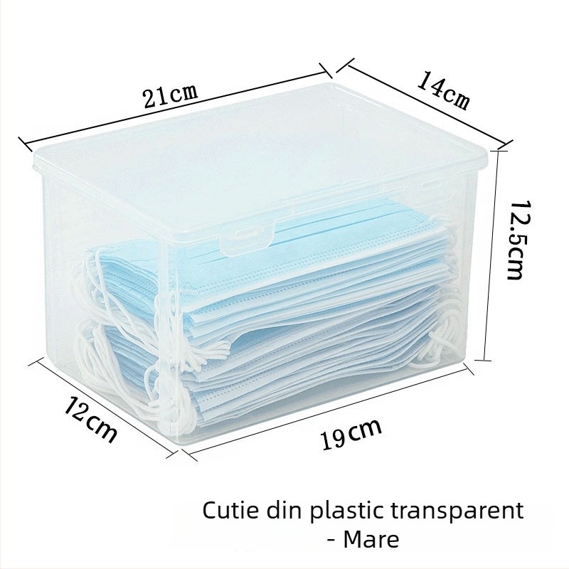 Cutie de depozitare pentru medicamente și măști, transparentă, din plastic PP, 3 L, cu capac