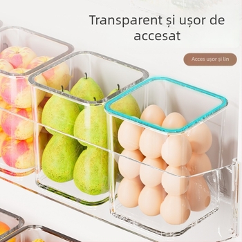 Recipient pentru ouă pentru uşa laterală a frigiderului, păstrare proaspătă pentru fructe și legume, PET material, organizator bucătărie