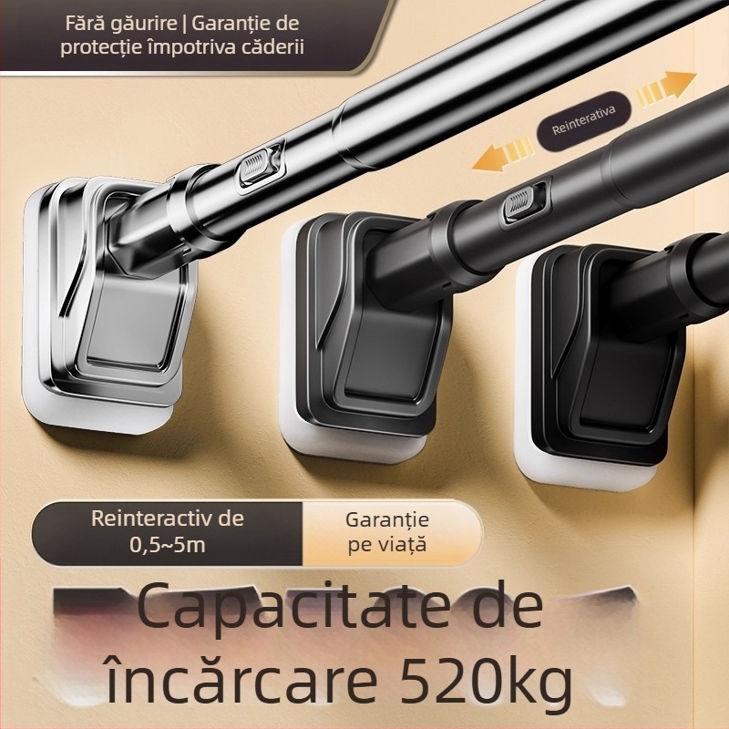 Bară telescopică pentru uscat haine, montaj fără găuri, pentru balcon, oțel din carbon, design modern minimalist